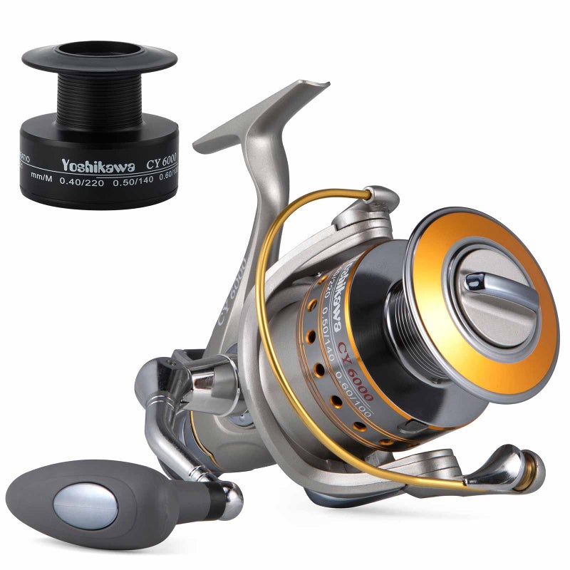 Yoshikawa Spinning Reel Saltwater Freshwater Fishing Baitfeeder 4000 5.5:1 11 Stainless Ball Bearings Bass Salmon Bluefish Catfish Carp - Image 1